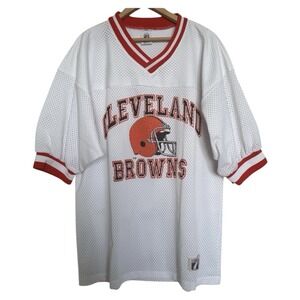 VTG Logo 7 Cleveland Browns Mesh Jersey Mens XL White USA Made